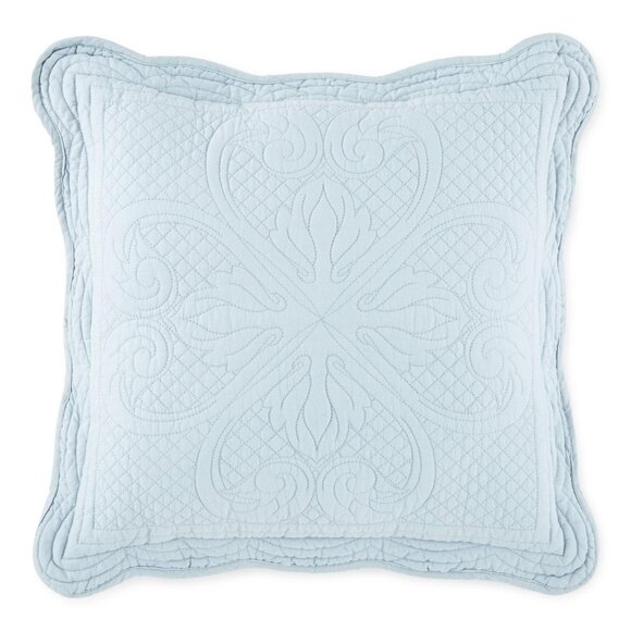 NEW Hudson & Main Reversible Audrey Square Throw Pillow Aqua Blue 16" - Picture 1 of 5
